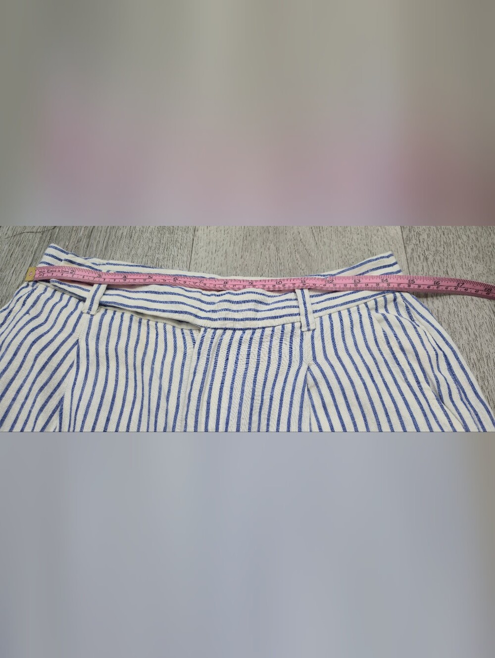 Madewell The Harlow Wide-Leg Pant 100% Linen Blue White Stripe Size 6 - Picture 8 of 16